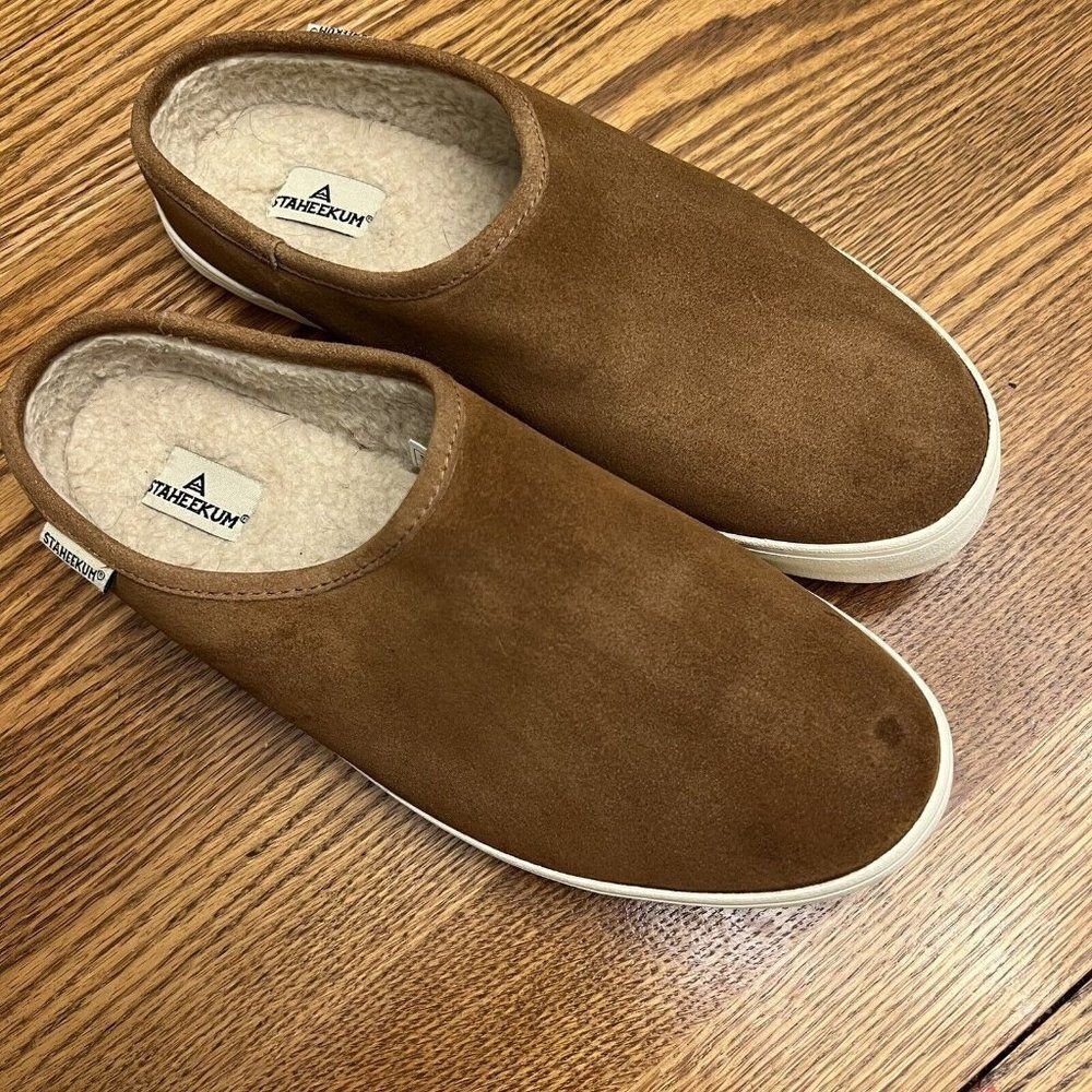 Staheekum Women's Plush Lining Cami-Mule Shoe Chestnut Memory Foam Size 9